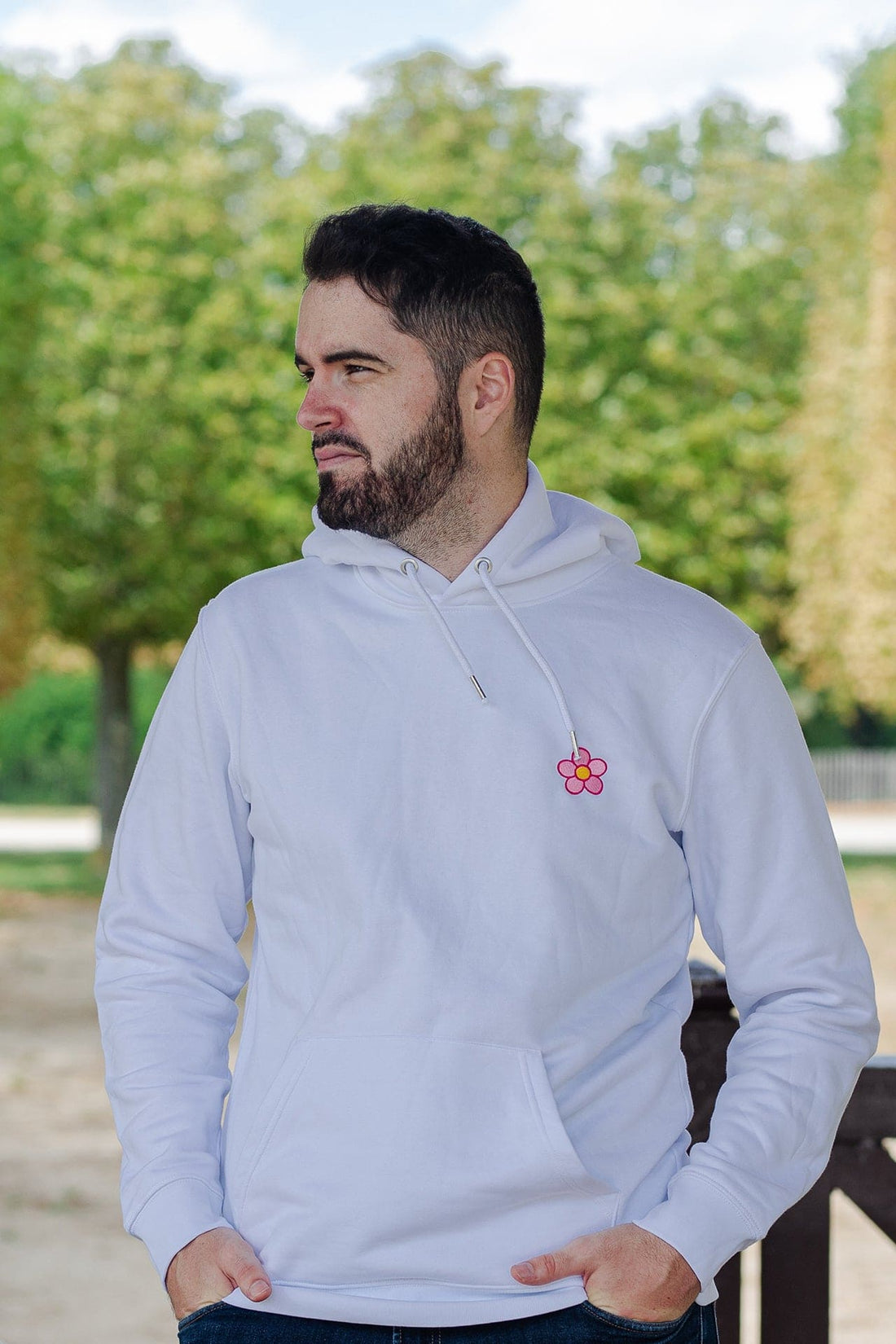 Hoodie Fleur blanc